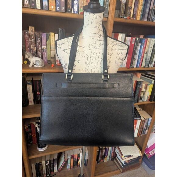 Vintage Jack Georges Men's Professional Black Leather Briefcase Shoulder Strap - Picture 3 of 7